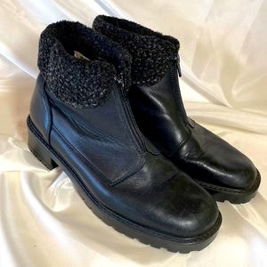 Blonde Canadian Black Leather weatherproof Boots Size 9